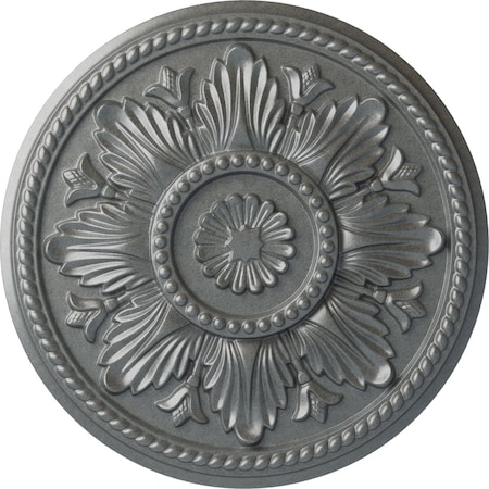 Ekena Millwork Edinburgh Ceiling Medallion (Fits Canopies up to 5 1/4"), Hand-Painted Platinum, 18"OD x 1 3/4"P CM18EDPLS